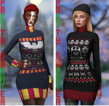 Pretty Sweater short dress at Candy Sims 4
