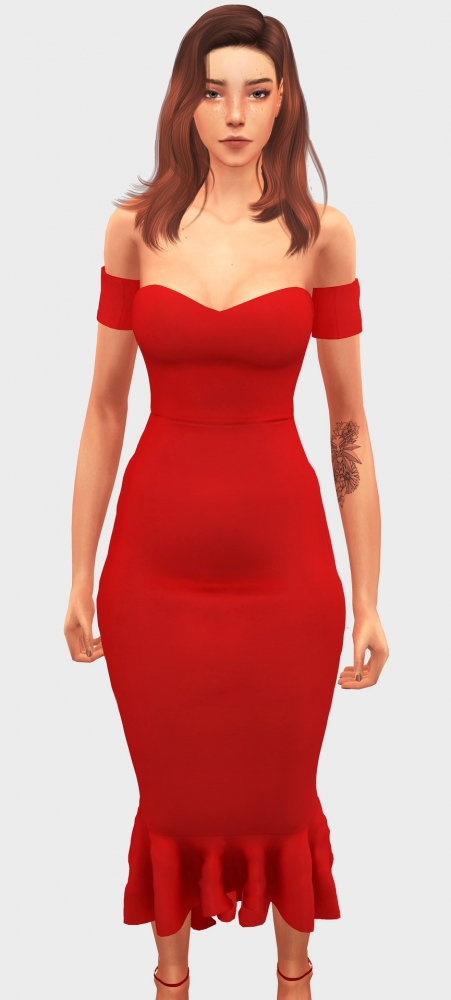Fishtail Midi Dress at Elliesimple » Sims 4 Updates