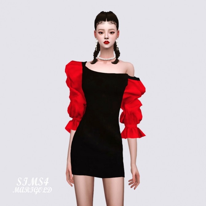Sims 4 Velvet Mini Dress at Marigold
