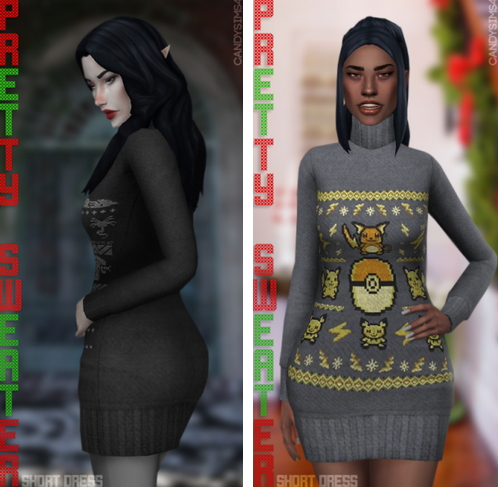 Sims 4 Pretty Sweater short dress at Candy Sims 4