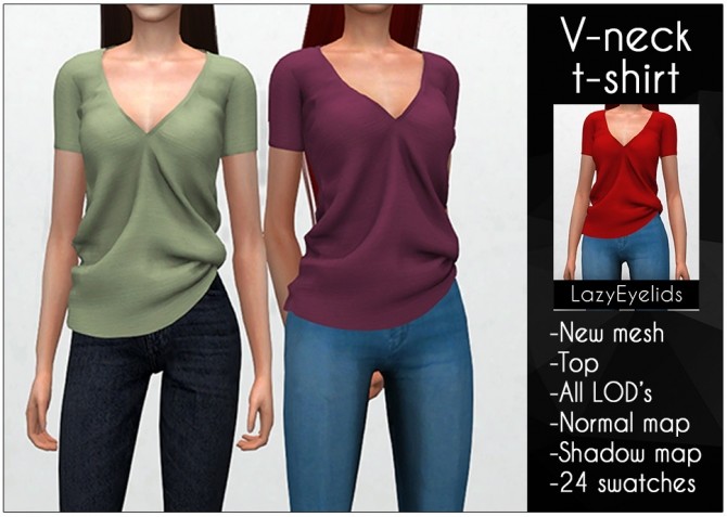 Sims 4 V neck t shirt at LazyEyelids
