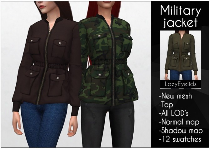 Sims 4 Military jacket F at LazyEyelids