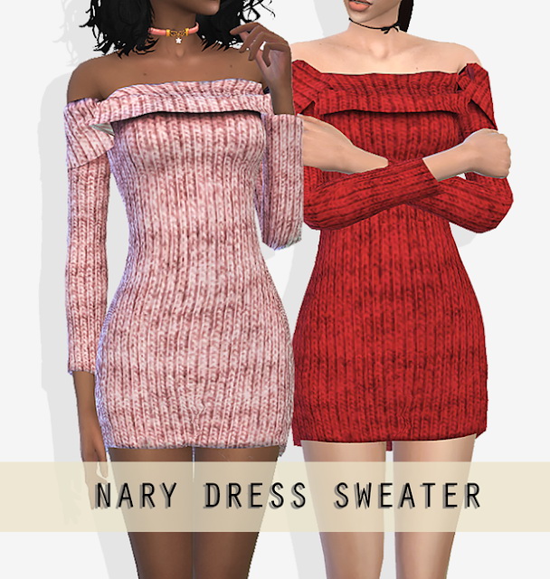 Sims 4 NARY SWEATER DRESS at Grafity cc