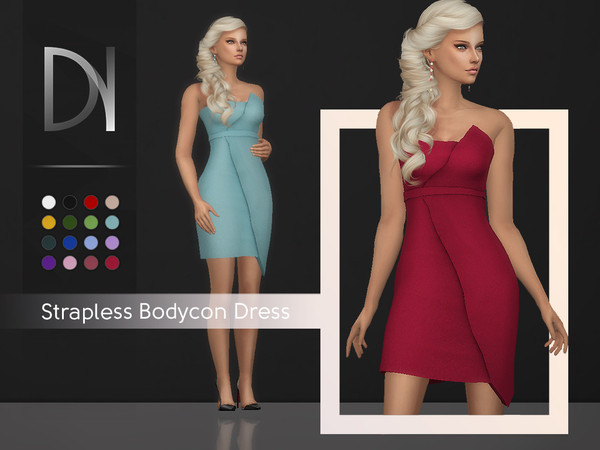 Sims 4 Strapless Bodycon Dress by DarkNighTt at TSR