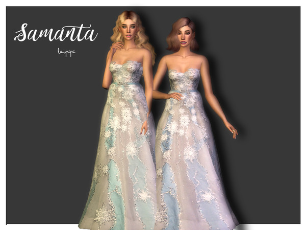 Sims 4 Samanta winter inspiration dress by laupipi at TSR