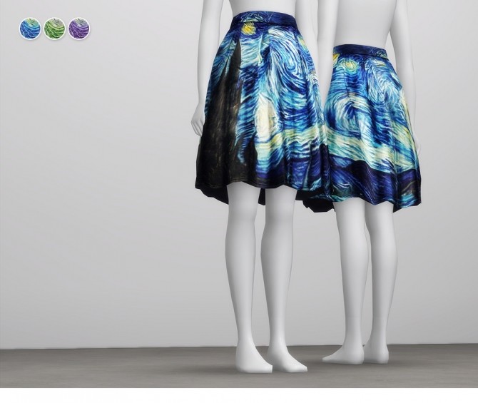 Sims 4 Starry Night Flare Skirt at Rusty Nail