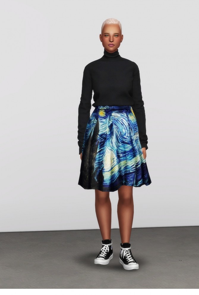 Sims 4 Starry Night Flare Skirt at Rusty Nail