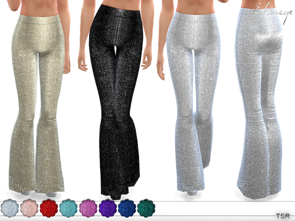 Sims 4 Sequin Flared Leg Pants by ekinege at TSR