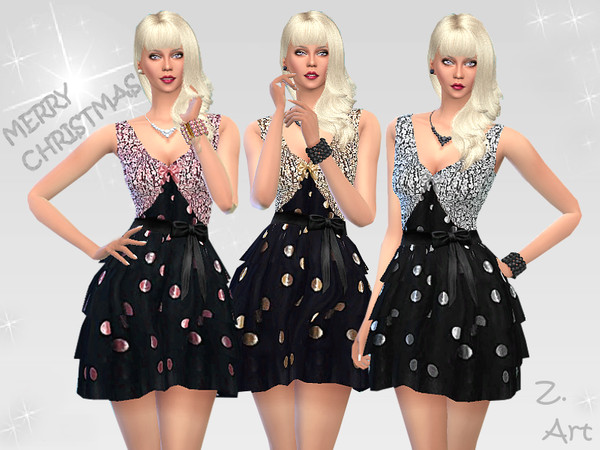 Sims 4 Shiny dress for the Christmas holidays by Zuckerschnute20 at TSR