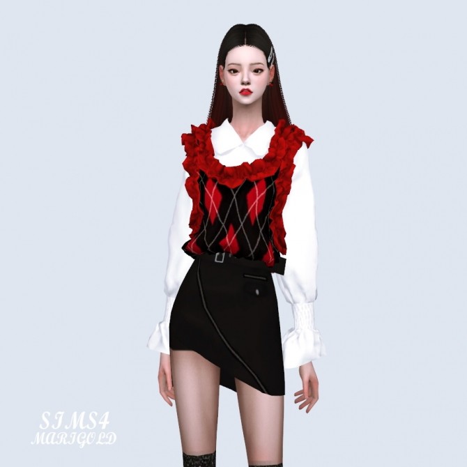 Sims 4 Frill Vest With Blouse at Marigold