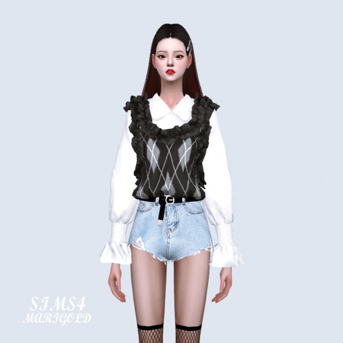 Sims 4 Frill Vest With Blouse at Marigold