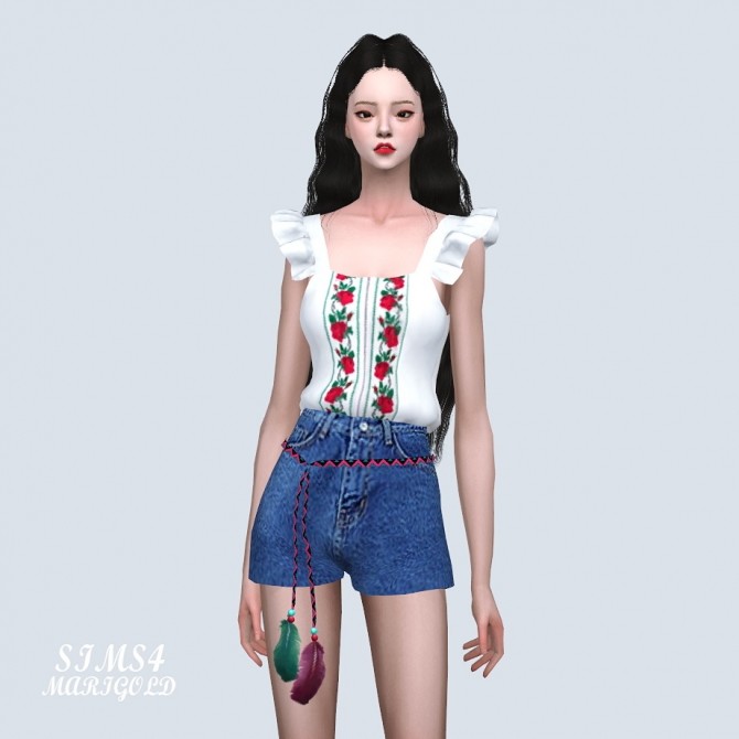 Sims 4 Rose Frill Sleeveless Top at Marigold