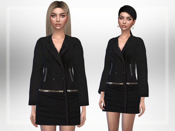 Sims 4 Chic Black Coat by Puresim at TSR
