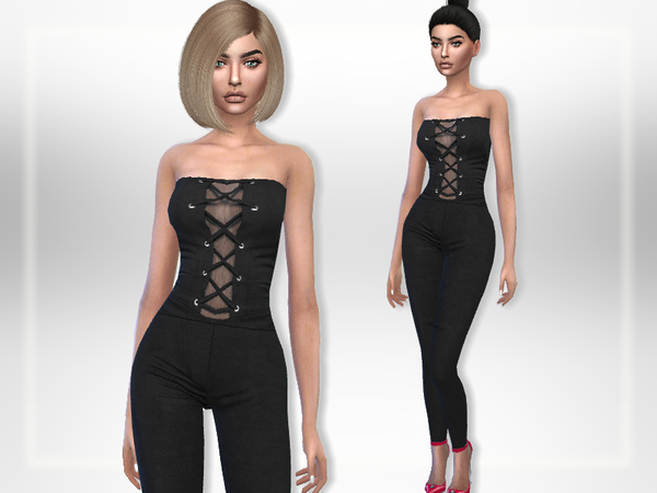 Sims 4 Crisscross Jumpsuit by Puresim at TSR