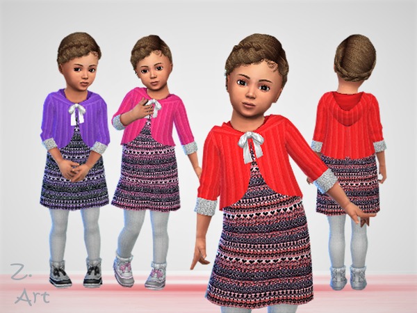 Sims 4 WinterbabeZ 09 cuddly knit dress with bolero by Zuckerschnute20 at TSR