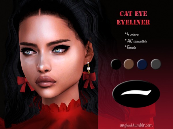 Sims 4 Cat Eye Eyeliner by ANGISSI at TSR