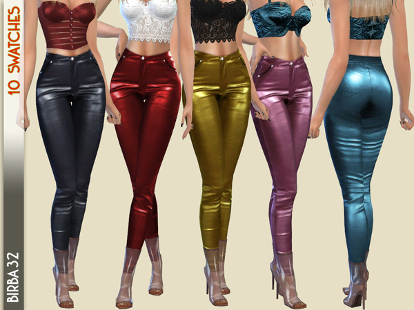 Sims 4 Leather Rainbow Pants by Birba32 at TSR