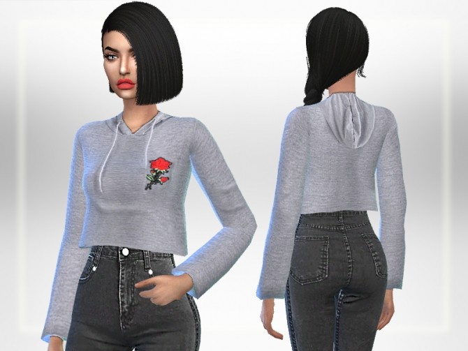 Sims 4 Cropped Hoodie by Puresim at TSR