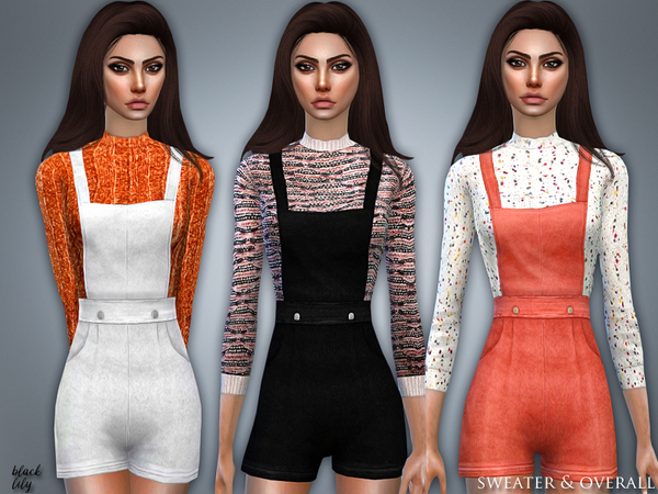Sims 4 Sweater & Overall by Black Lily at TSR