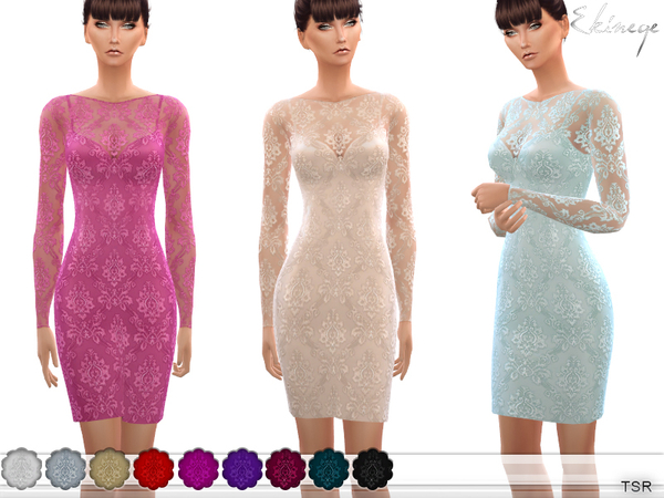 Sims 4 Lace Short Dress by ekinege at TSR