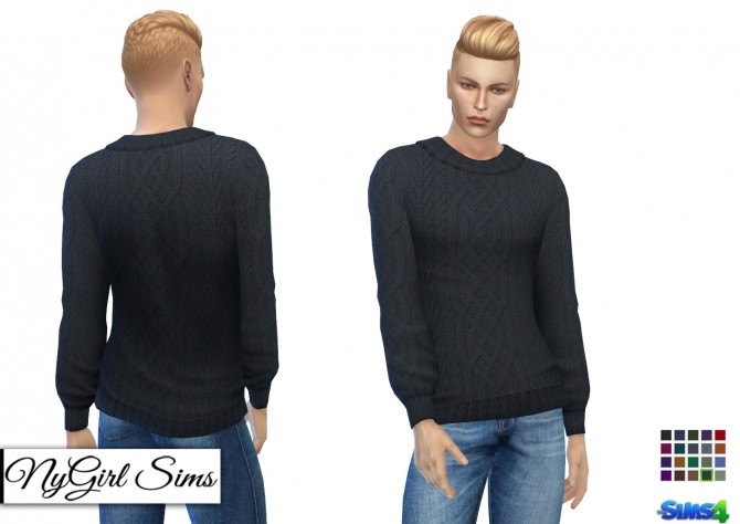 Sims 4 Cable Knit Collared Sweater at NyGirl Sims