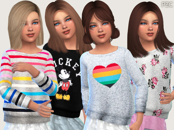 Sims 4 Winter Sweaters For Girls 02 by Pinkzombiecupcakes at TSR