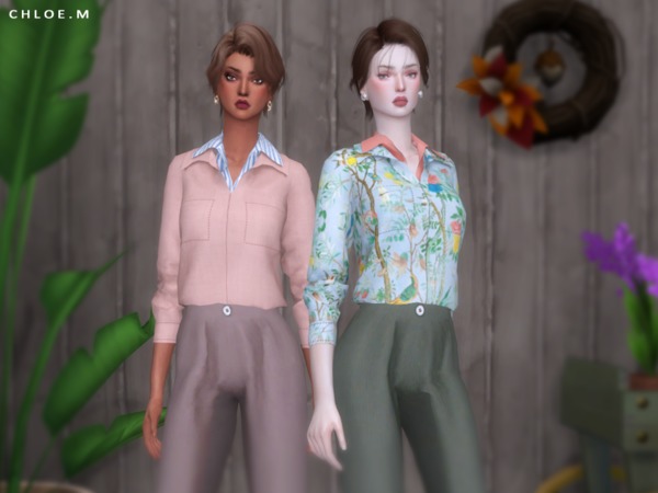 Sims 4 Blouse by ChloeMMM at TSR