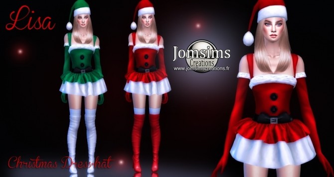 Sims 4 Lisa Christmas dress and hat at Jomsims Creations