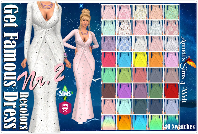 Sims 4 Get Famous Dress Nr. 2 Recolors at Annett’s Sims 4 Welt