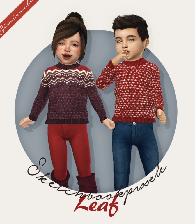 Sims 4 Sketchbbokpixels Leaf 3T4 sweater for toddlers at Simiracle