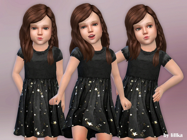 Sims 4 Gold Star Toddler Dress by lillka at TSR