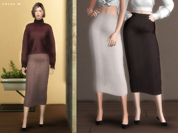 Sims 4 Knitted skirt by ChloeMMM at TSR