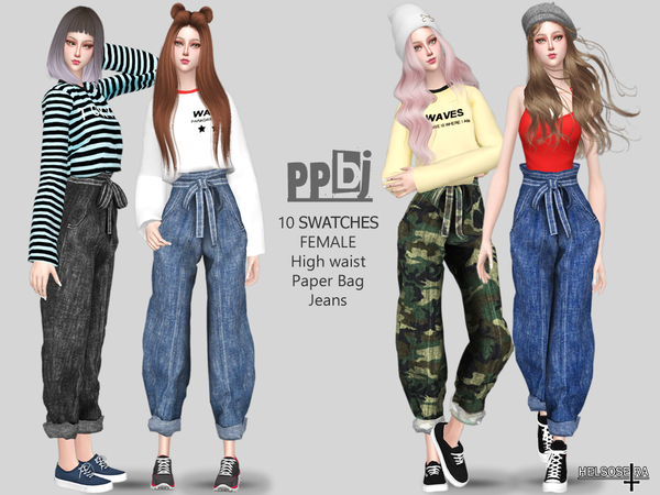 Sims 4 PPBJ Paper Bag Jeans by Helsoseira at TSR