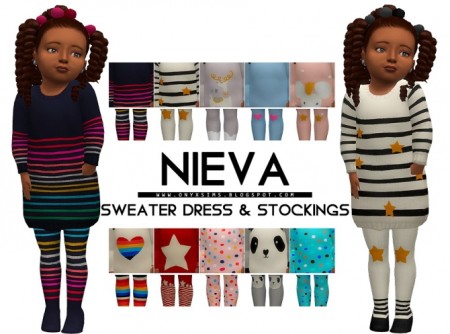 Nieva Sweater Dress and Tights at Onyx Sims
