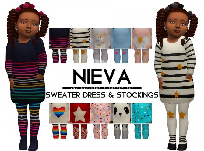 Sims 4 Nieva Sweater Dress and Tights at Onyx Sims