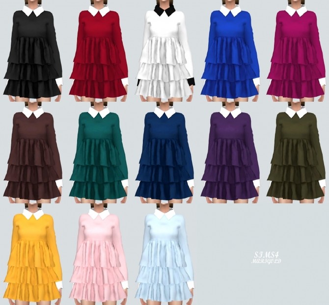 Sims 4 Mari Tiered Dress at Marigold