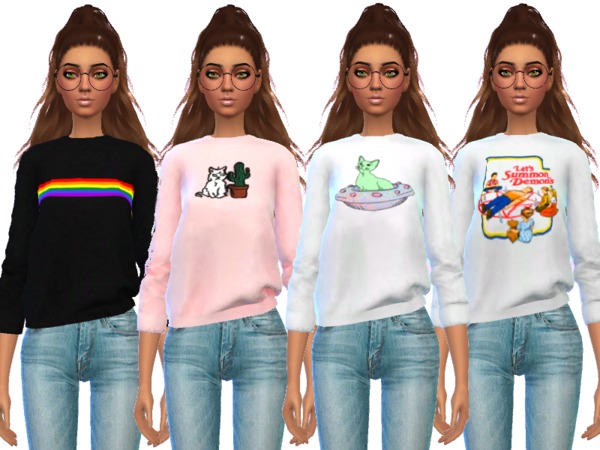 Sims 4 Snazzy Sweatshirts by Wicked Kittie at TSR