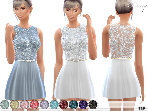 Sims 4 Beaded Bodice Mini Dress by ekinege at TSR