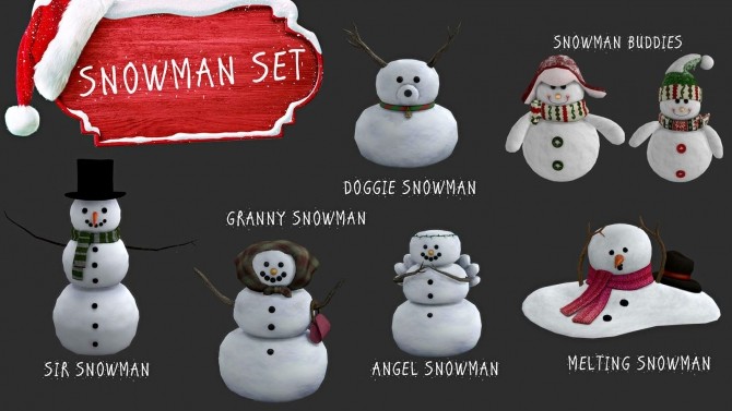 Sims 4 Snowman Set (P) at Leo Sims