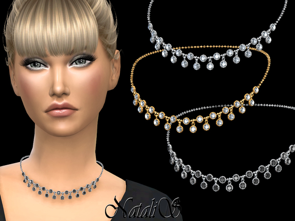 Sims 4 Round crystals necklace v2 by NataliS at TSR
