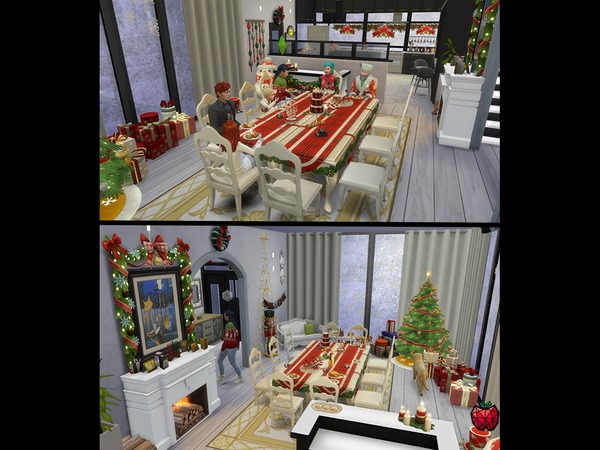 Sims 4 Christine house Christmas decorated by melapples at TSR