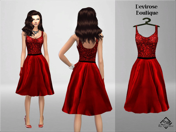 Sims 4 Christmas Time Dress by Devirose at TSR