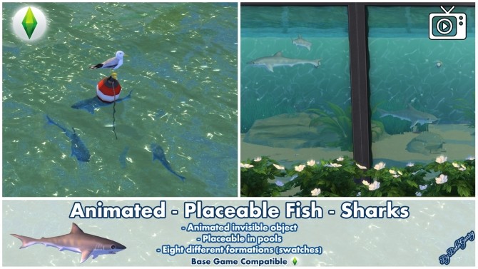 Sims 4 Animated Placeable Fish   Sharks by Bakie at Mod The Sims