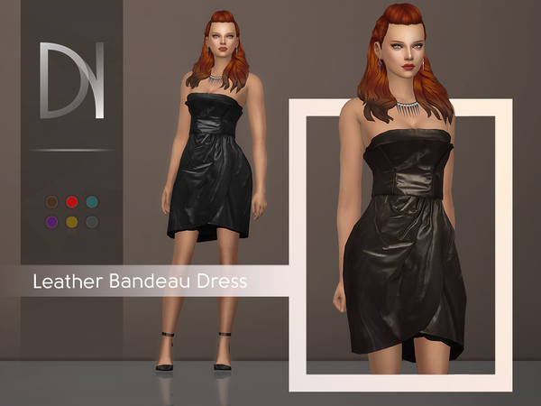 Sims 4 Leather Bandeau Dress by DarkNighTt at TSR