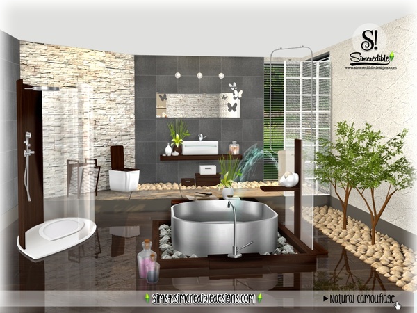 Sims 4 Natural Camouflage bathroom by SIMcredible at TSR