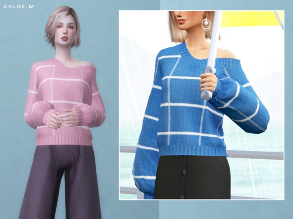 Sims 4 Off The Shoulder Sweater by ChloeM at TSR