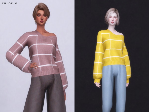 Sims 4 Off The Shoulder Sweater by ChloeM at TSR