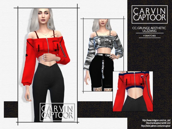 Sims 4 Grunge aesthetic ulzzang top by carvin captoor at TSR