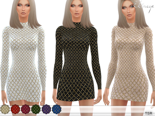 Sims 4 Lattice Sequin Mini Dress by ekinege at TSR