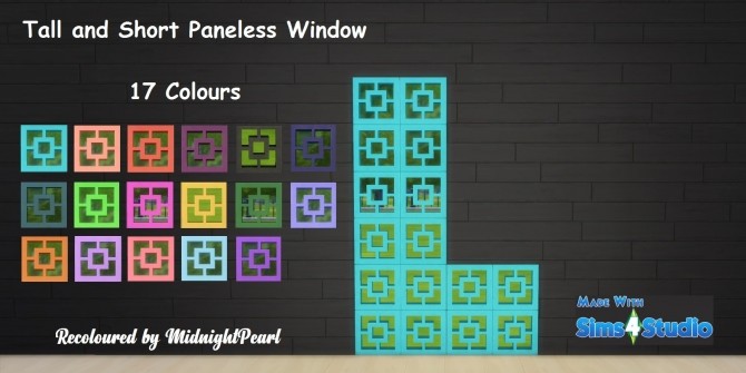 Sims 4 Tall Short Paneless Window SET 17 Colours by wendy35pearly at Mod The Sims